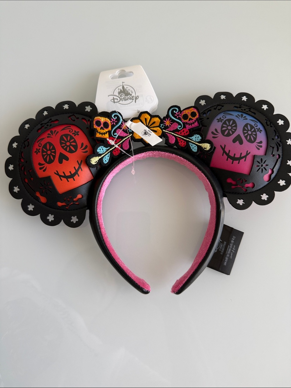 Disney Día de los Muertos Skull Ear Headband - Pink, Black & Red